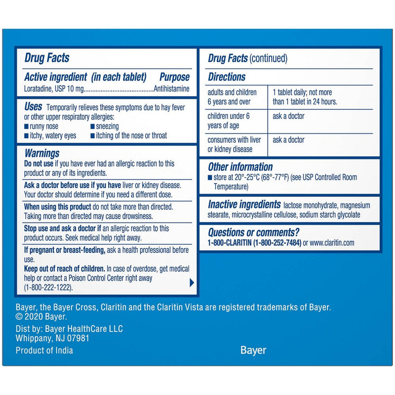 Claritin 24 Hour Non-Drowsy loratadine Allergy Relief Tablets - 10ct