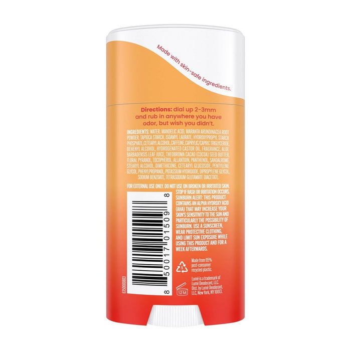 Lume Invisible Cream Deodorant Stick - Citrus & Tangerine Scent - 2.2oz-