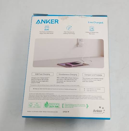 Anker 2 Port 33W Wall Charger with 6' USB-C to USB-C Cable - White