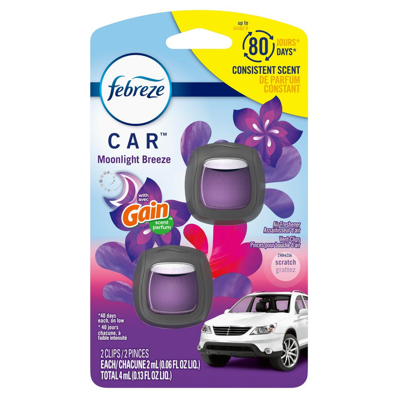 Febreze Car Air Freshener Vent Clip - Gain Moonlight Breeze Scent - 0.13 fl oz