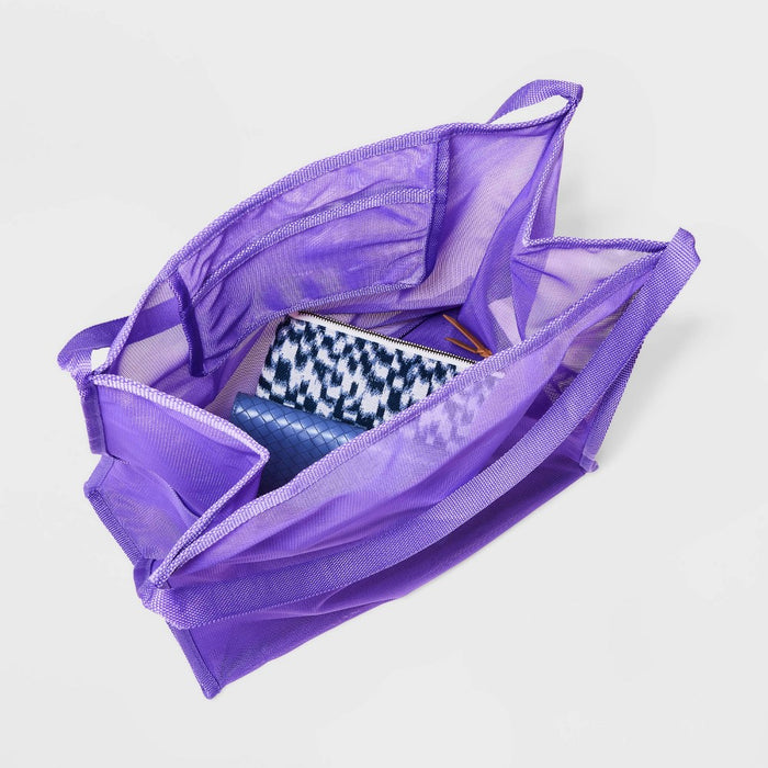 Mesh Shoulder Tote Handbag - Shade & Shore Purple