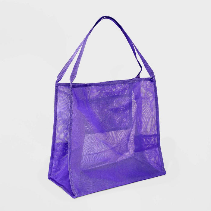 Mesh Shoulder Tote Handbag - Shade & Shore Purple