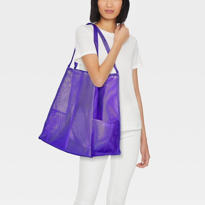 Mesh Shoulder Tote Handbag - Shade & Shore Purple