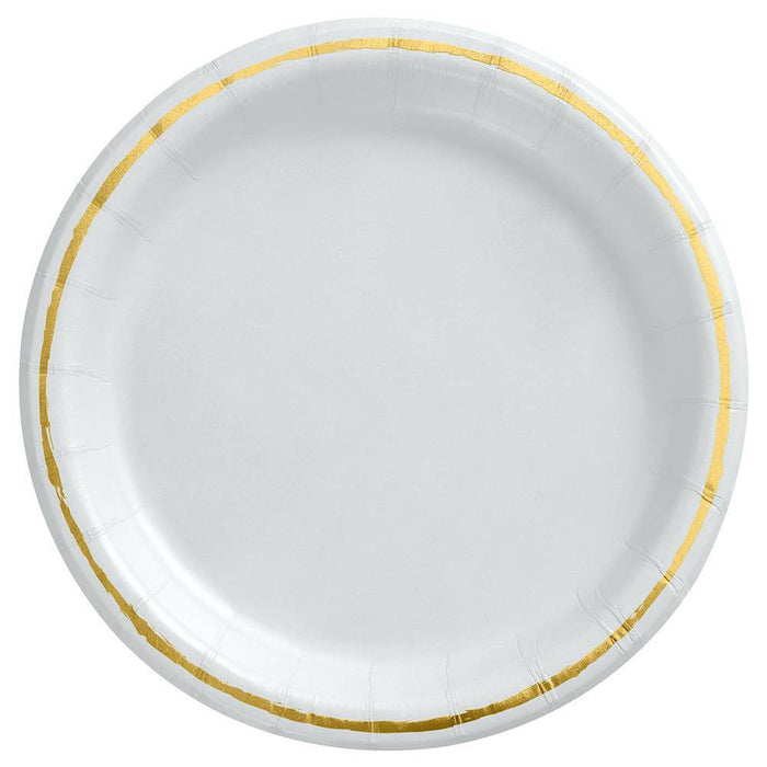 6.75" Snack Paper Plate White/Gold - Spritz