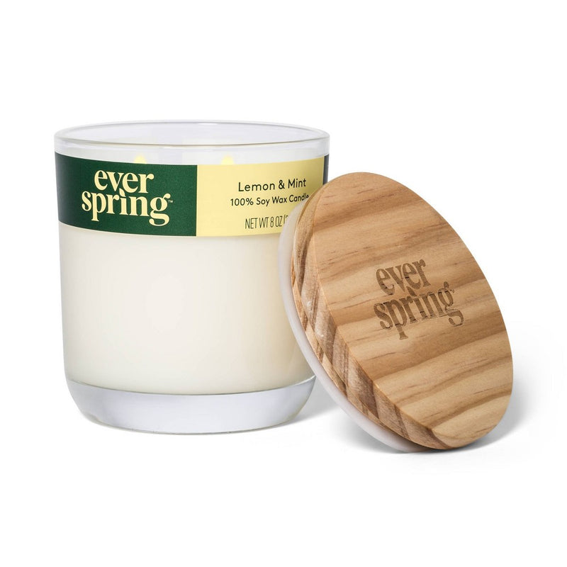 Lemon & Mint 100% Soy Wax Candle - 8oz - Everspring