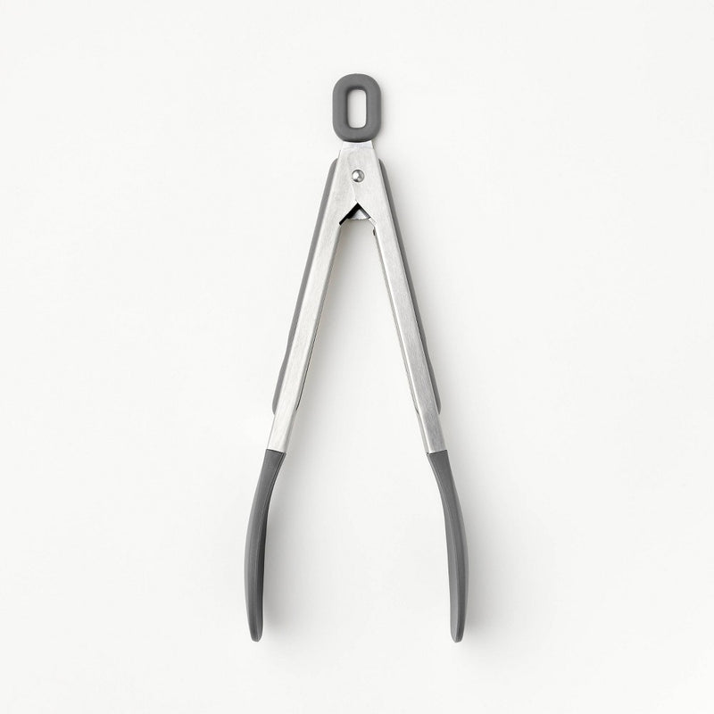 9" Stainless Steel Tong with Silicone Tip Dark Gray - Figmint