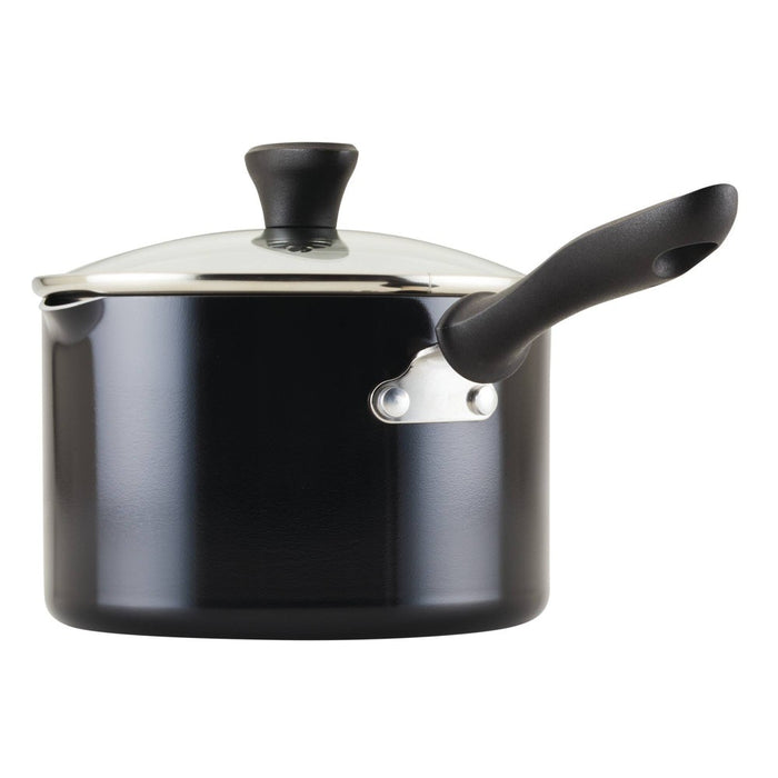 Farberware Reliance Pro 3qt Nonstick Ceramic Covered Straining Saucepan Black/Gray