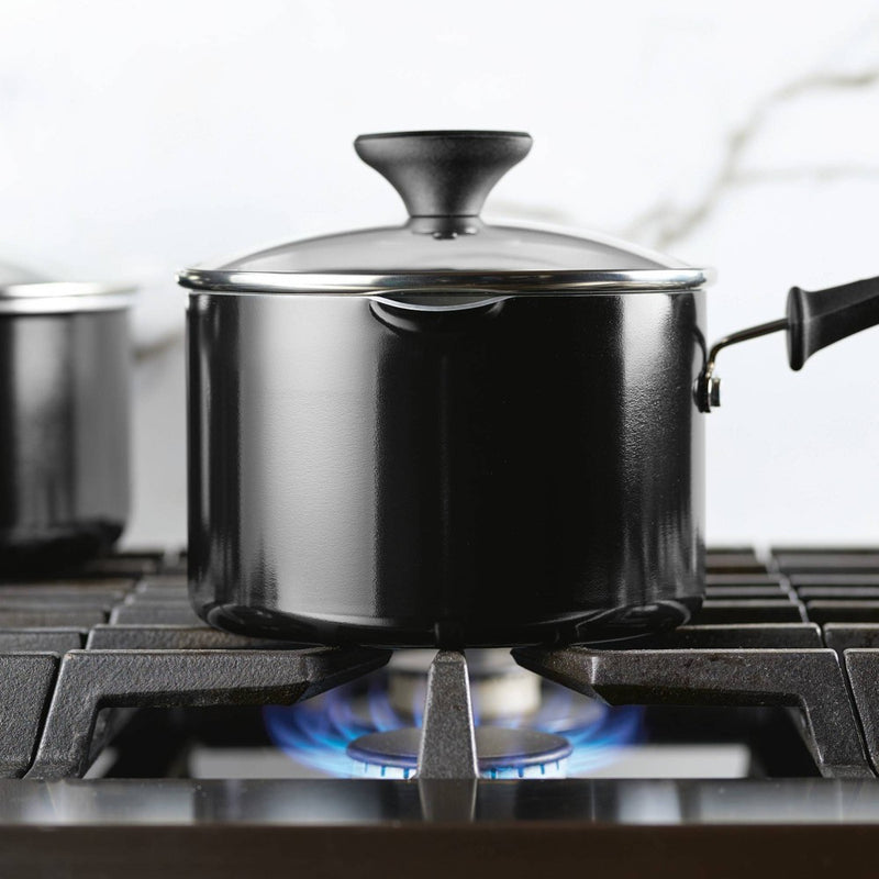 Farberware Reliance Pro 3qt Nonstick Ceramic Covered Straining Saucepan Black/Gray