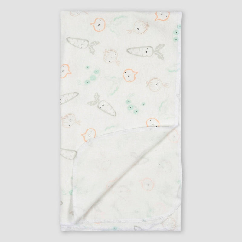 Gerber Baby 4pk Vegetables Flannel Blanket - White/Light Purple/Light Blue