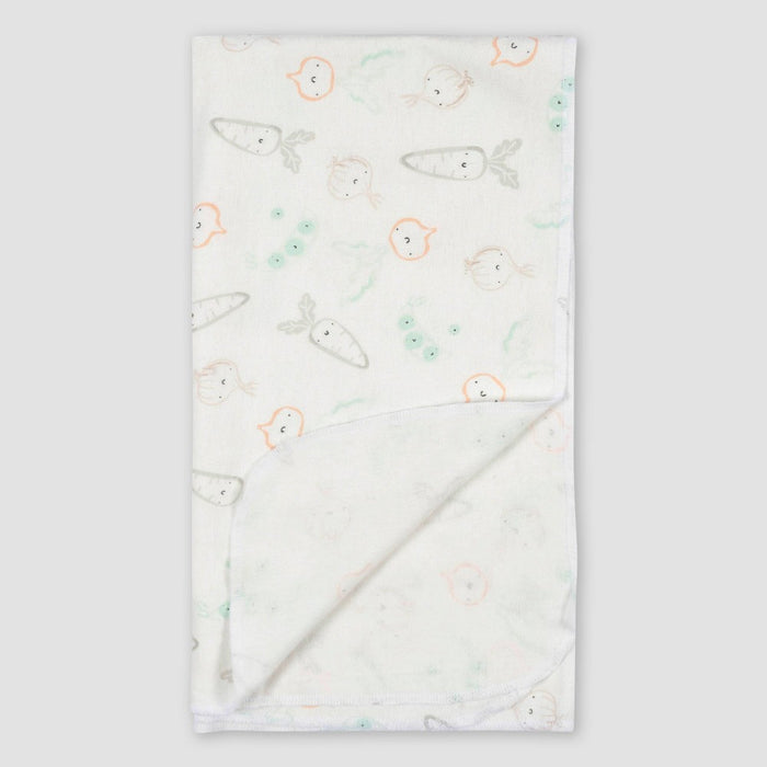 Gerber Baby 4pk Vegetables Flannel Blanket - White/Light Purple/Light Blue