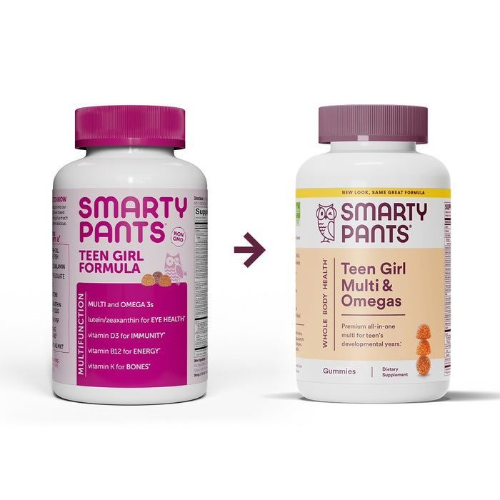 SmartyPants Teen Girl Multi & Omega 3 Fish Oil Gummy Vitamins with D3, C & B12 - 90 ct