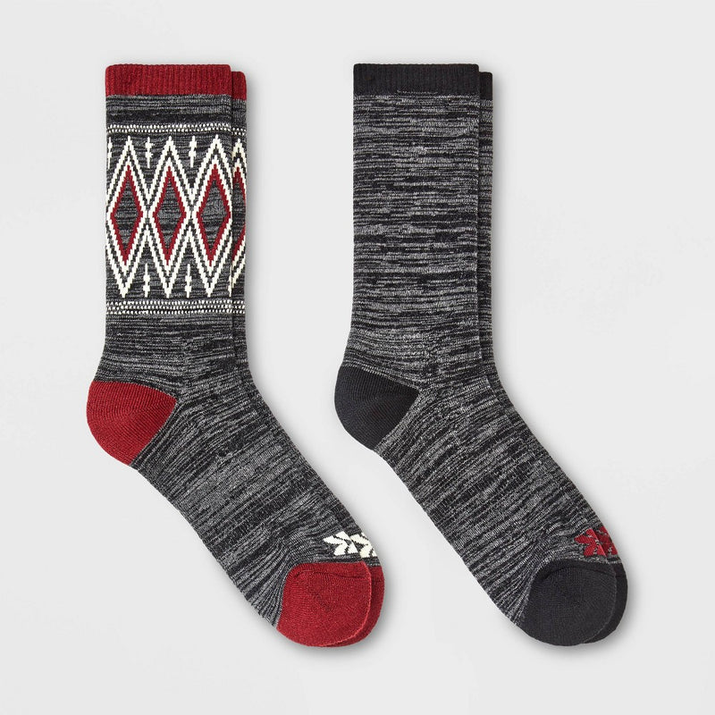 Men's Fair Isle Boot Socks - All in Motion Red/Black 6-12