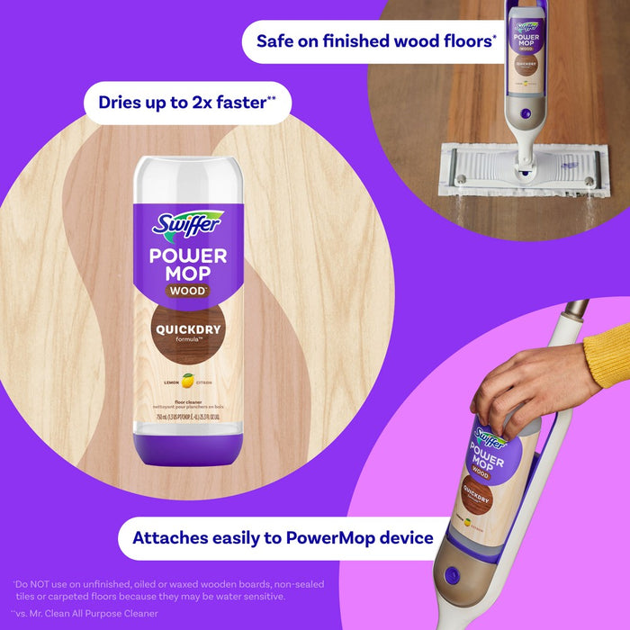 Swiffer Lemon Power Mop Wood Quick Dry Wood Floor Cleaning Solution - 25.3 fl oz/1ct