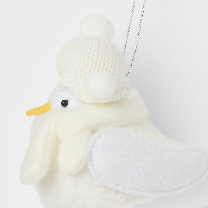 Featherly Friends Fabric Bird Wearing Knit Hat and Scarf Christmas Tree Ornament White - Wondershop