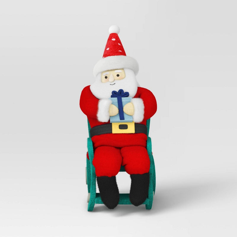 Santa Fabric Christmas Figurine in Wheelchair Holding Gift - Wondershop