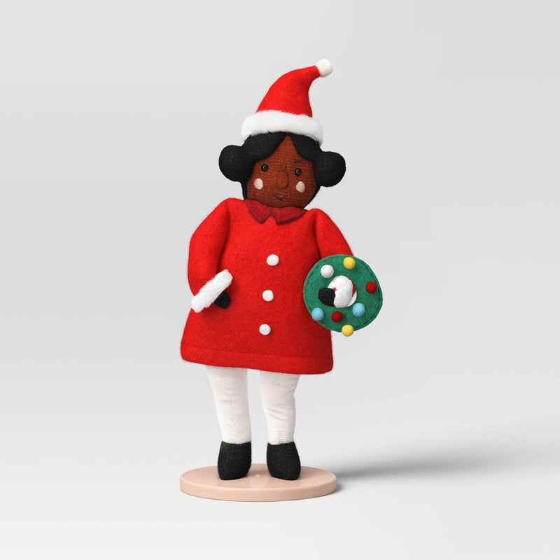 Santa Fabric Christmas Figurine Holding Wreath - Wondershop