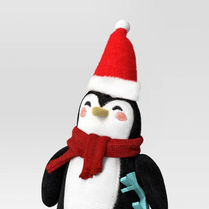 Santa Fabric Penguin Christmas Figurine Holding Snowflake - Wondershop