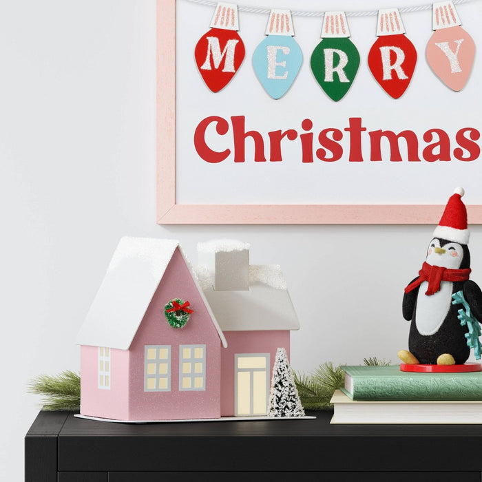 Santa Fabric Penguin Christmas Figurine Holding Snowflake - Wondershop