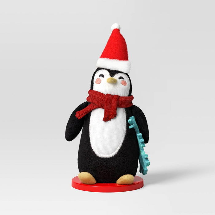Santa Fabric Penguin Christmas Figurine Holding Snowflake - Wondershop