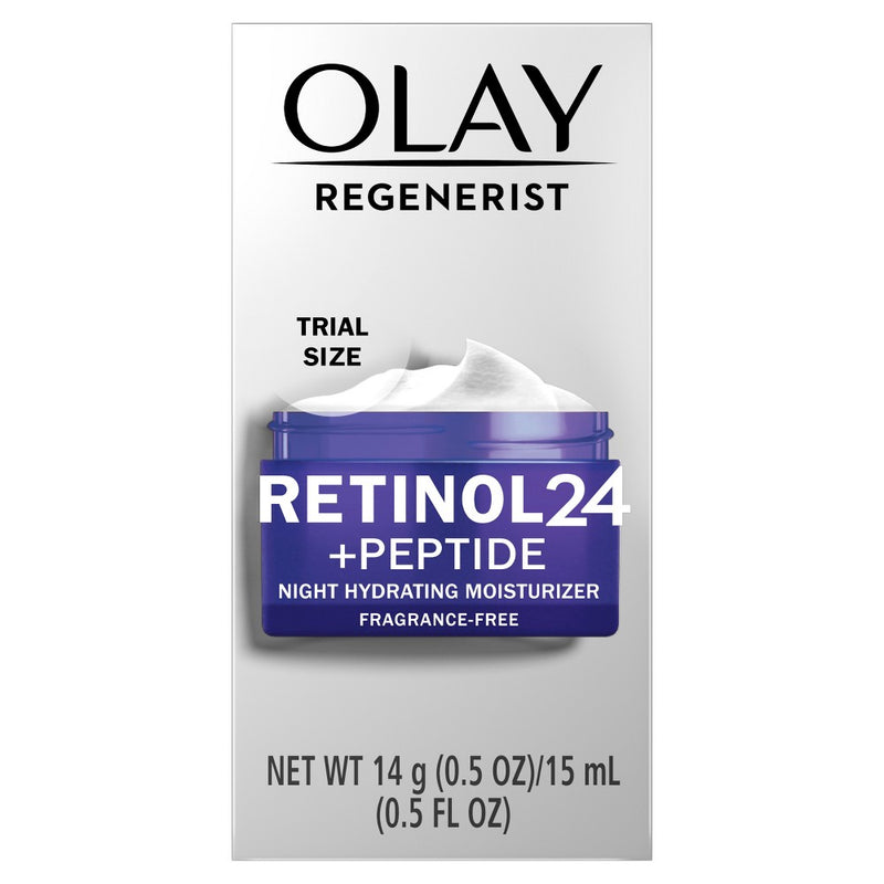 Olay Regenerist Retinol 24 + Peptide Night Face Moisturizer Fragrance-Free - Trial Size - 0.5oz