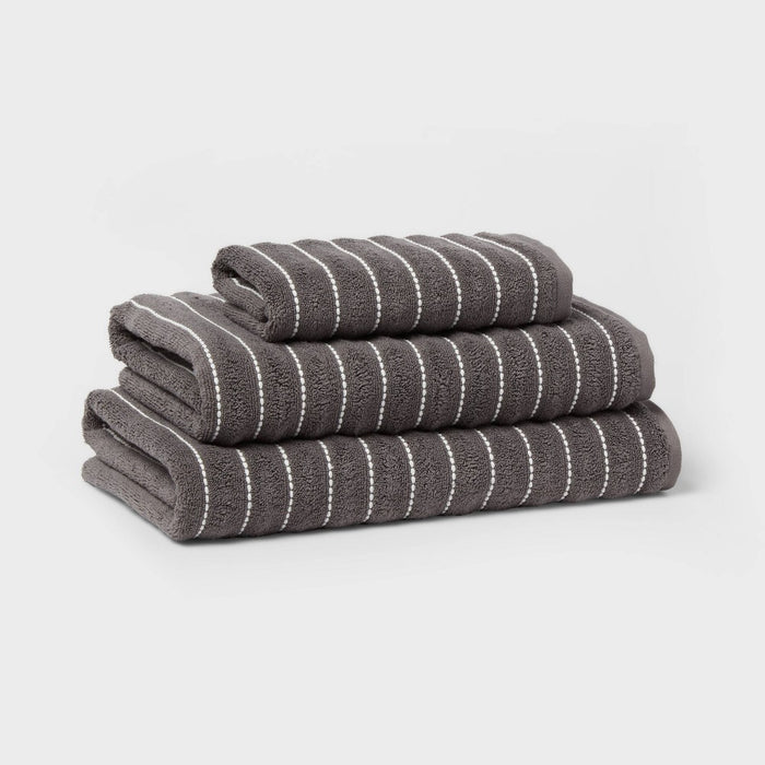 Performance Plus Bath Towel Dark Gray Striped - Threshold