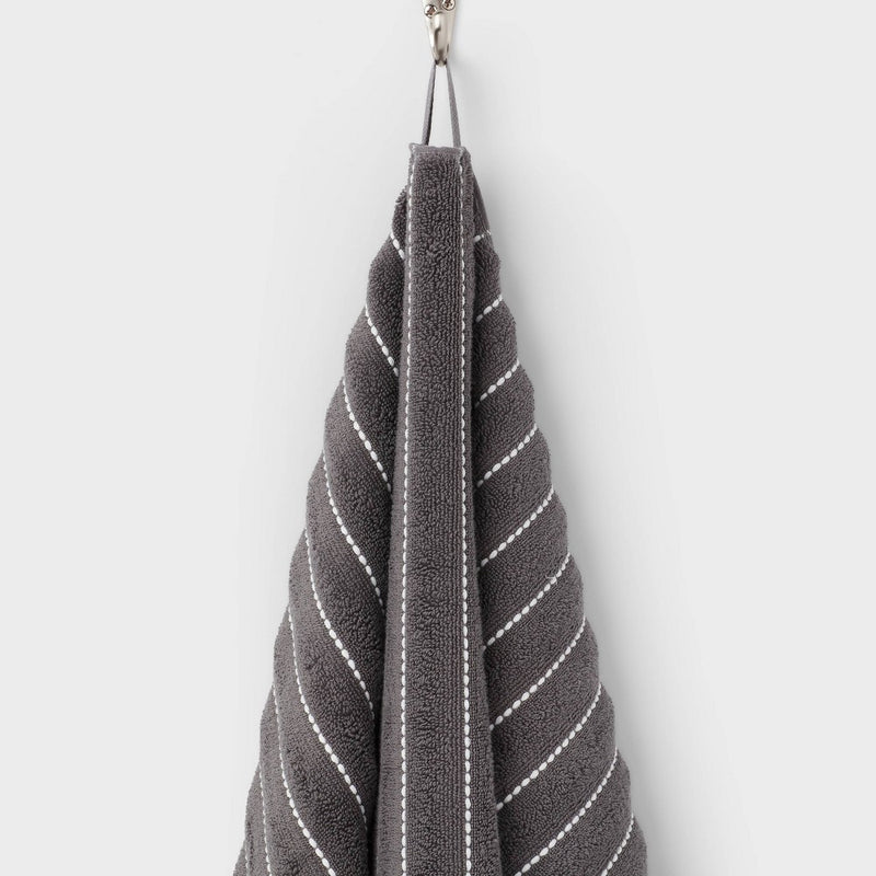 Performance Plus Bath Towel Dark Gray Striped - Threshold