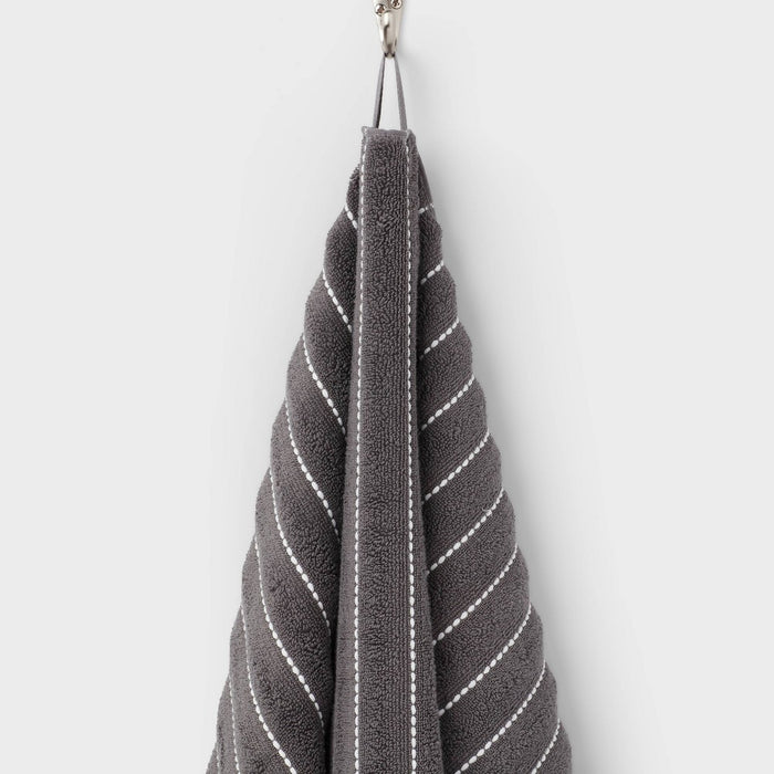 Performance Plus Bath Towel Dark Gray Striped - Threshold