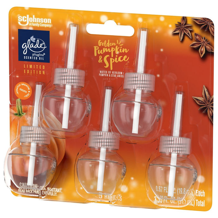Glade PlugIns Scented Oil Air Freshener - Golden Pumpkin & Spice Refill - 3.35oz/5pk