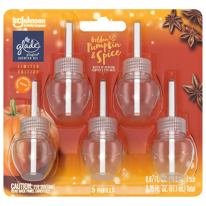 Glade PlugIns Scented Oil Air Freshener - Golden Pumpkin & Spice Refill - 3.35oz/5pk