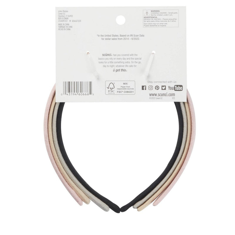 scunci Microsuede Neutral Headbands - 4ct