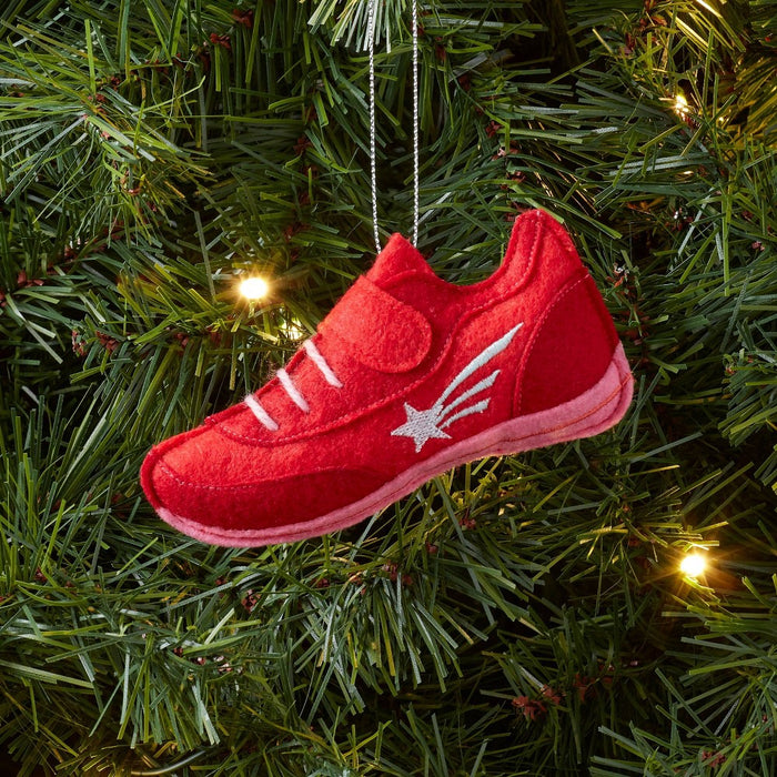 Fabric Tennis Shoe with Star Christmas Tree Ornament Red - Wondershop