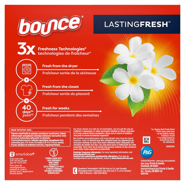 Bounce Lasting Fresh Mega Dryer Sheets, Outdoor Fresh & Clean Fabric Softener Sheets for Long Lasting Freshness - 130ct