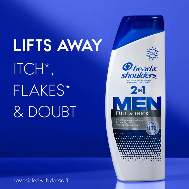 Head & Shoulders Men's 2-in-1 Shampoo and Conditioner, Anti-Dandruff Treatment, Full & Thick for Daily Use, Paraben-Free - 28.2 fl oz