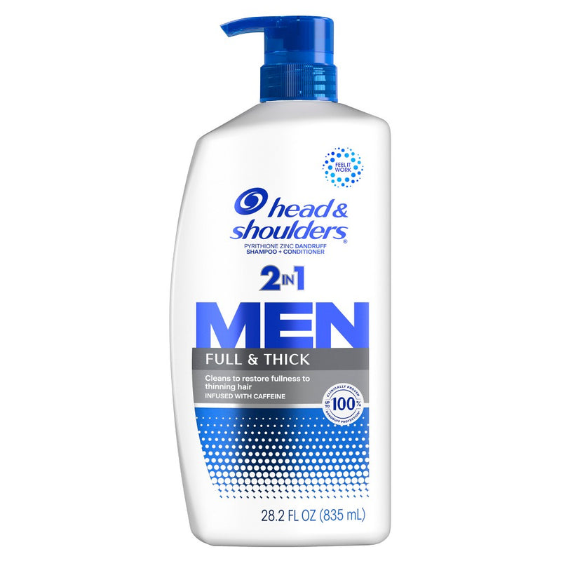 Head & Shoulders Men's 2-in-1 Shampoo and Conditioner, Anti-Dandruff Treatment, Full & Thick for Daily Use, Paraben-Free - 28.2 fl oz