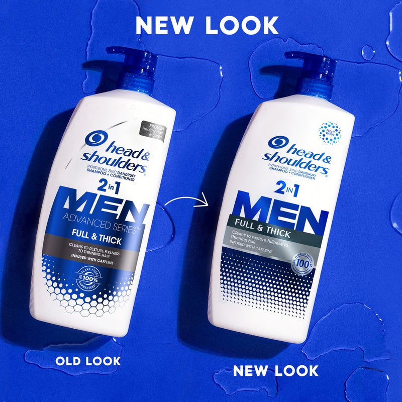 Head & Shoulders Men's 2-in-1 Shampoo and Conditioner, Anti-Dandruff Treatment, Full & Thick for Daily Use, Paraben-Free - 28.2 fl oz