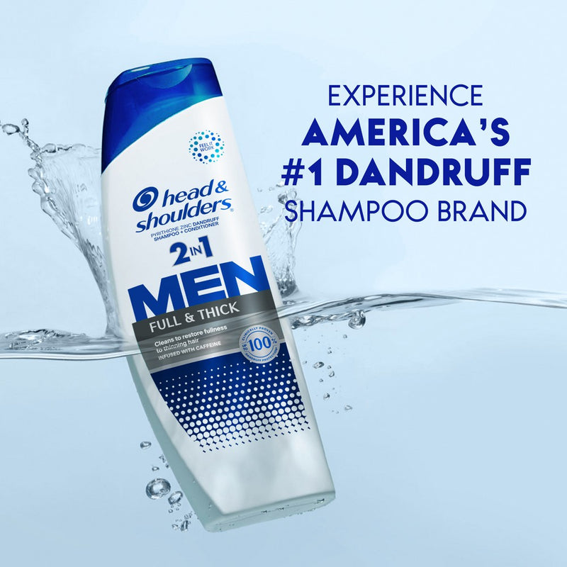Head & Shoulders Men's 2-in-1 Shampoo and Conditioner, Anti-Dandruff Treatment, Full & Thick for Daily Use, Paraben-Free - 28.2 fl oz