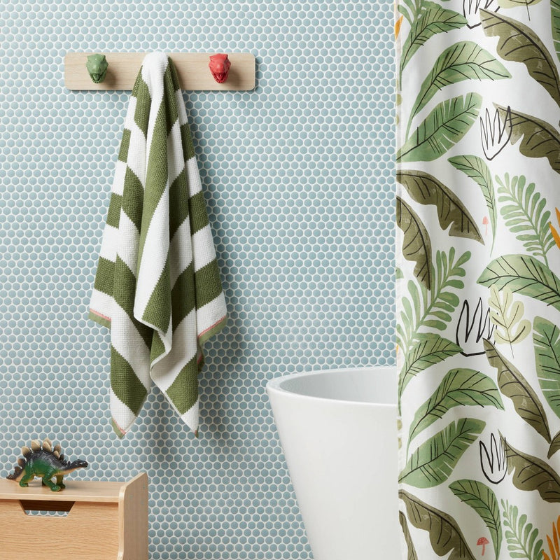 27"x50" Striped Kids' Bath Towel Green with SILVADUR Antimicrobial Technology Green - Pillowfort