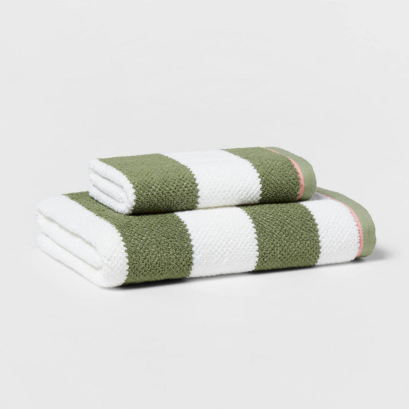 27"x50" Striped Kids' Bath Towel Green with SILVADUR Antimicrobial Technology Green - Pillowfort