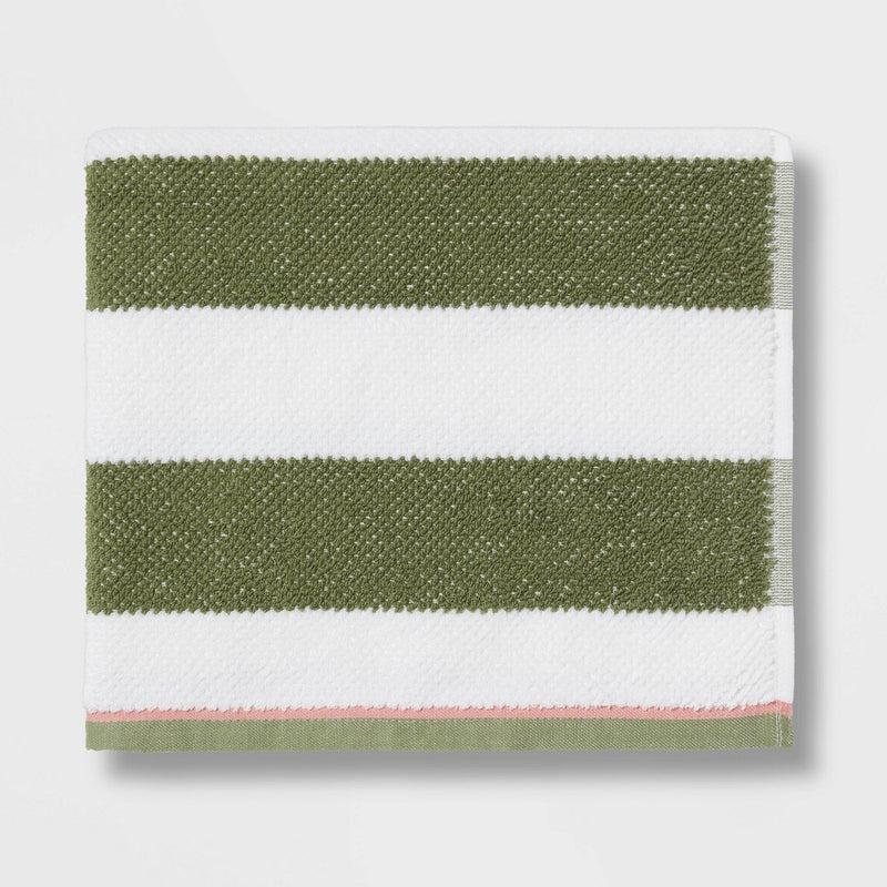 27"x50" Striped Kids' Bath Towel Green with SILVADUR Antimicrobial Technology Green - Pillowfort