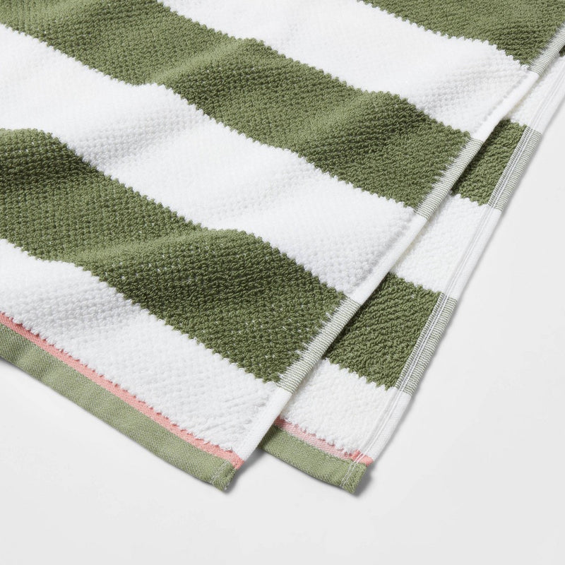 27"x50" Striped Kids' Bath Towel Green with SILVADUR Antimicrobial Technology Green - Pillowfort