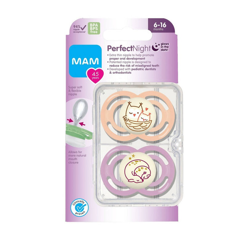 MAM Pacifier Perfect Night 6-16m - 2pk - Girl