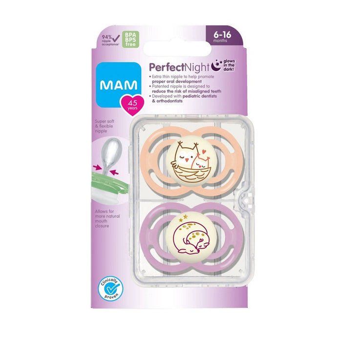MAM Pacifier Perfect Night 6-16m - 2pk - Girl