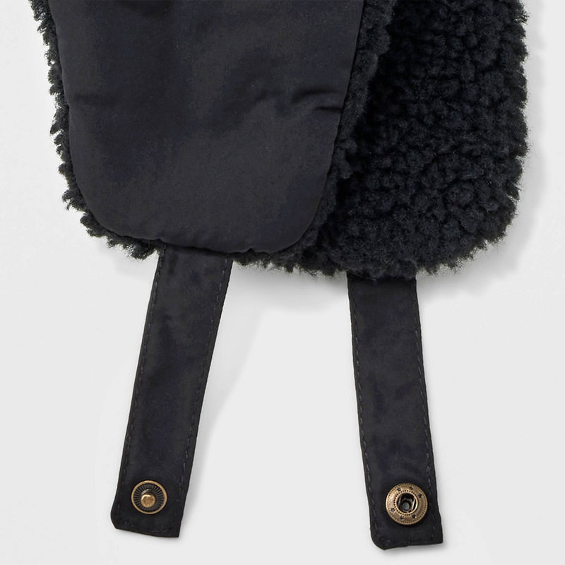Men's Non-Quilting Faux Shearling Trapper Hat - Goodfellow & Co Black
