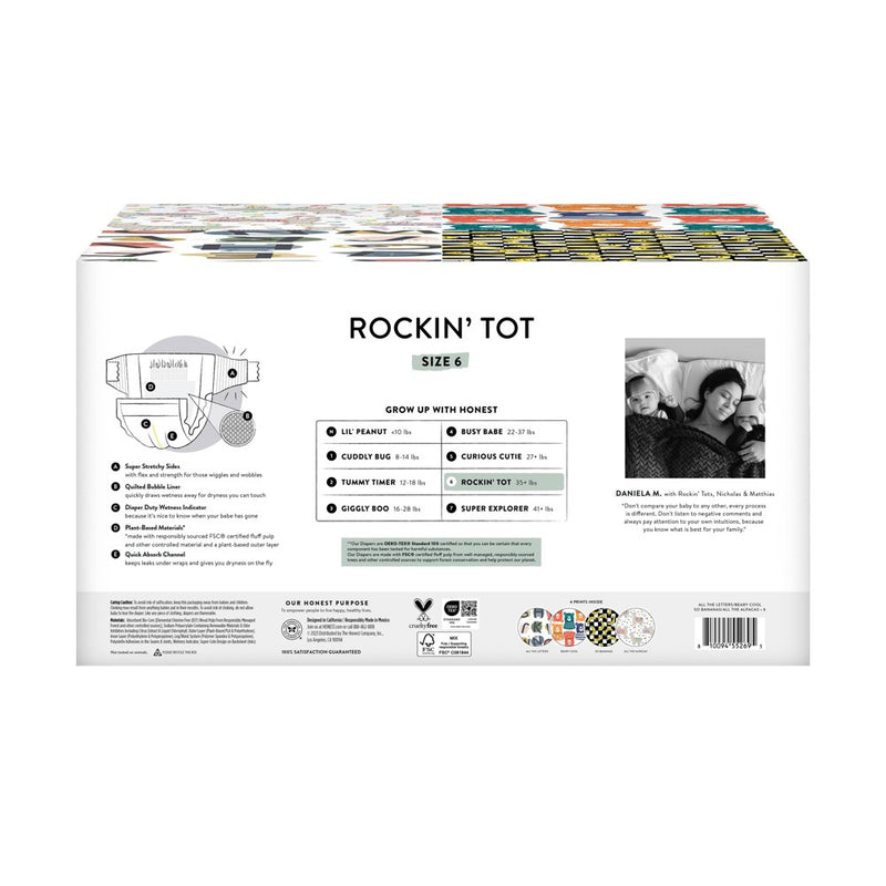 The Honest Company Clean Conscious Disposable Diapers Four Print Pack - Size 6 - 68ct