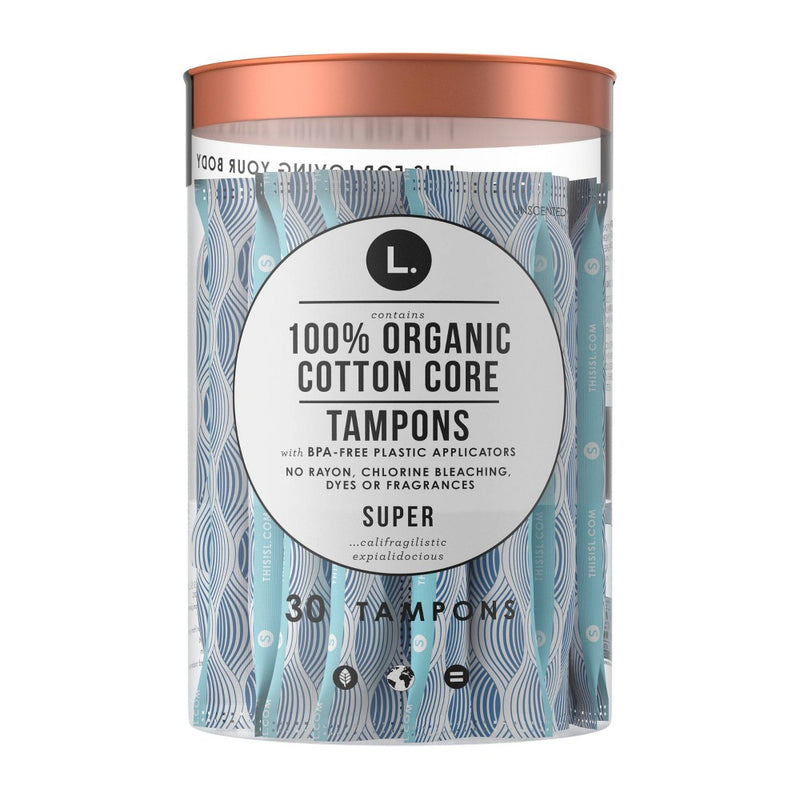L . Organic Cotton Full Size Tampons - Super - 30ct