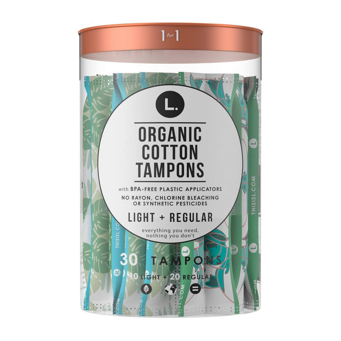 L . Organic Cotton Full Size Multipack Tampons - Light/Regular - 30ct