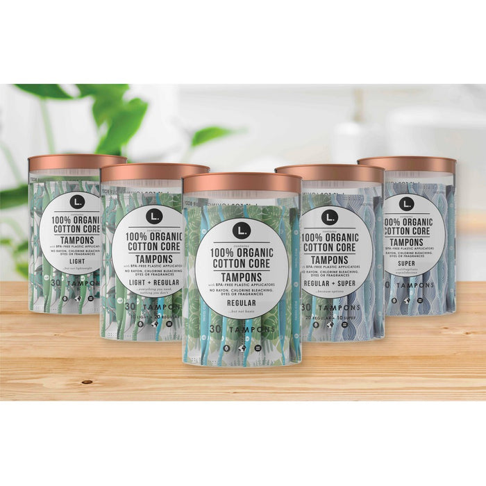 L . Organic Cotton Full Size Multipack Tampons - Light/Regular - 30ct