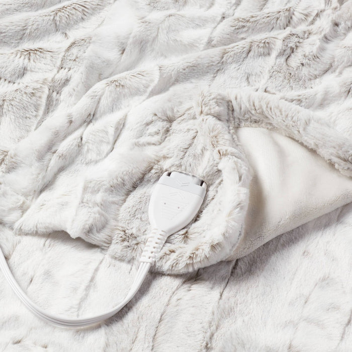 Faux Fur Electric Throw Blanket Snow Leopard - Threshold
