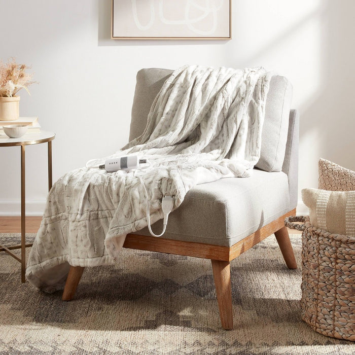Faux Fur Electric Throw Blanket Snow Leopard - Threshold