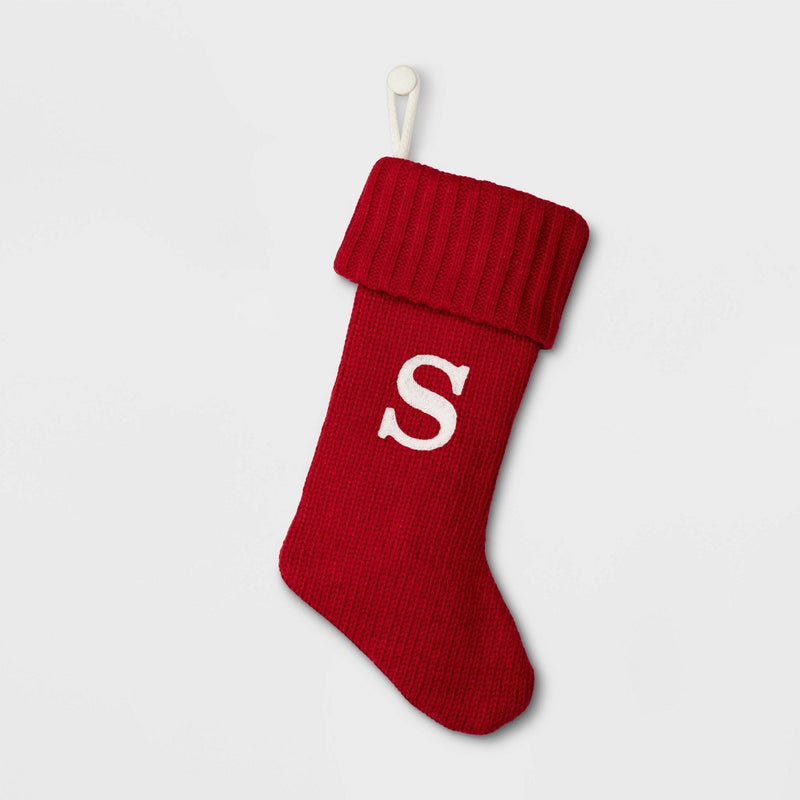 Knit Monogram Christmas Stocking Red S - Wondershop